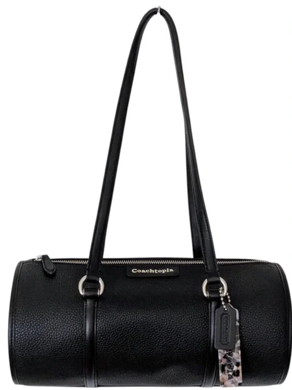 Coachtopia Barrel Bag in Black Pebbled Leather - Picture 3 of 6